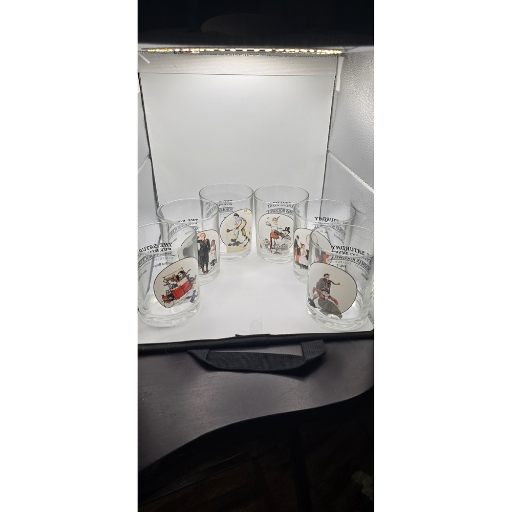 Norman Rockwell Old-Fashioned Glasses Six-Piece Set, Art Glassware Collection